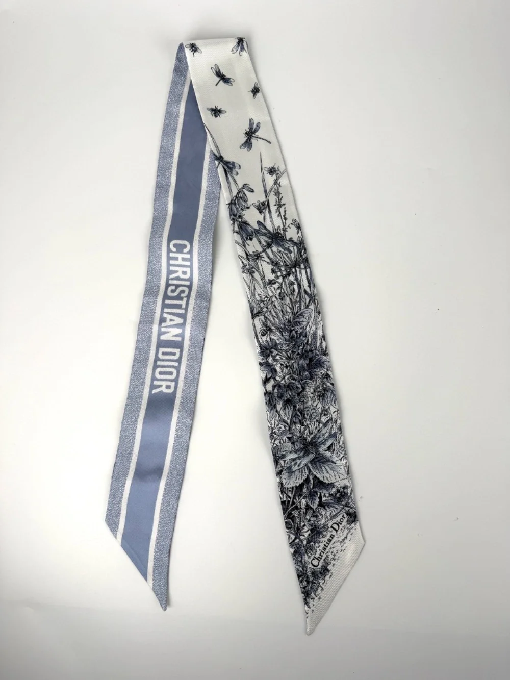 Christian Dior Dioriviera Tiole de Jouy Mitzah Blue Silk Floral Bandeau Scarf